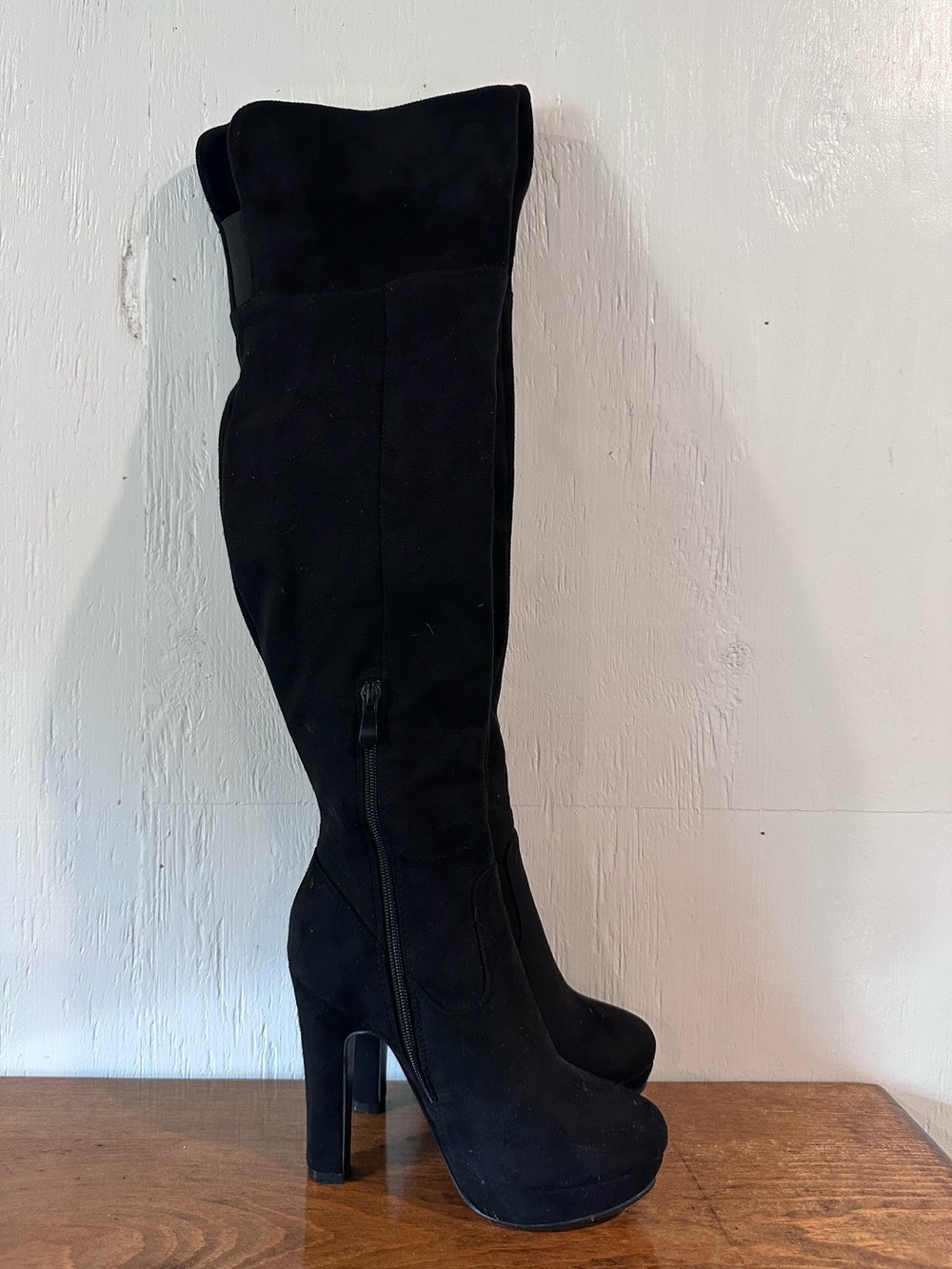 Dreampairs Women's Black Knee-High Platform Heel Boots